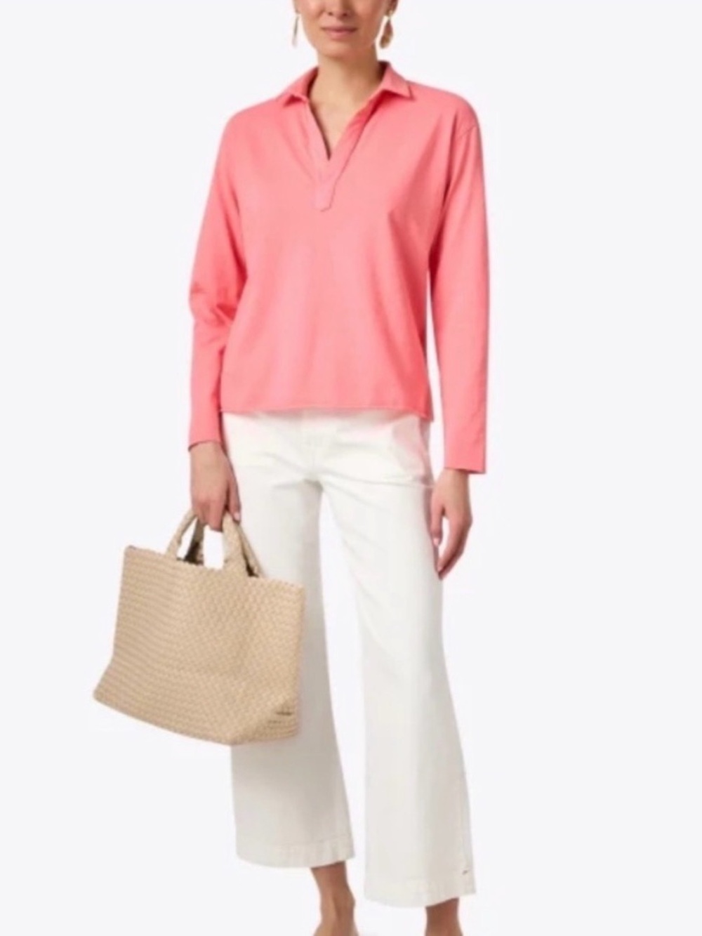 Frank & Eileen LAB Patrick Heritage Jersey Polo Tee Popover Coral Pink XS USA - Picture 2 of 13